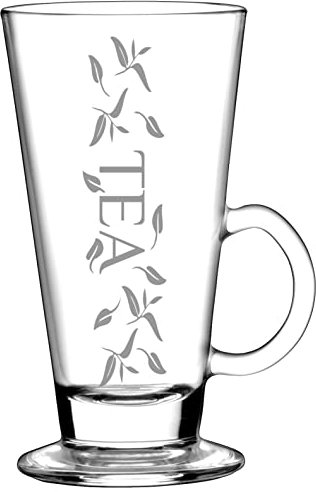 TEEGLAS 12 Stück - 260ml Gläser mit Henkel für Tee Spülmaschinengeeignet - mit Lasergravur - Gastroglas