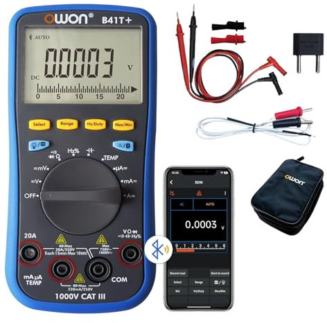 OWON B41T+ Bluetooth Multimetro Digitale Auto-ranging TRMS 22000 Conta Ohmmetro per Tensione AC/DC, Corrente, Resistenza, Continuità, Capacità, Diodi, Misurazione della Temperatura, Voltmetro