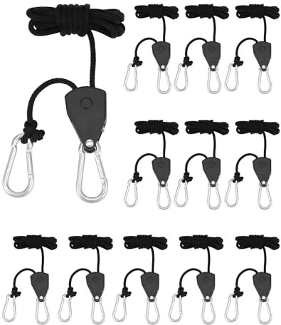 QWORK® 8 STK. Verstellbare Seilratschen mit Haken - 30kg - 1,8 m - Seilspanner zum Aufhängen von Pflanzen, Lichtern, Zelten