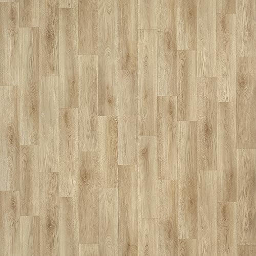 Wood Effect Vinyl Flooring Natural Oak Sheet Vinyl Roll Cheap Lino Flooring Brown Oak Effect Bathroom Kitchen Flooring 2m 3m Width 2m Length To 8m Length (Hixton Light Oak, 2m x 3m)