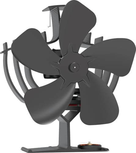 Valo Ofenventilator (Kaminventilator für Ofenrohr, Lüfter stromlos, geräuscharm, Maße: 19,7 x 10,9 x 22,8 cm (LxBxH), 60 Grad drehend, schwarz) VK000603