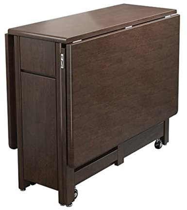Drop-Leaf-Esstisch, klappbarer Küchentisch, rechteckiger Walnusstisch mit Schalldämpfern, platzsparend, abgerundete Ecken, abgerundetes Design, für die Heimküche – 130 cm