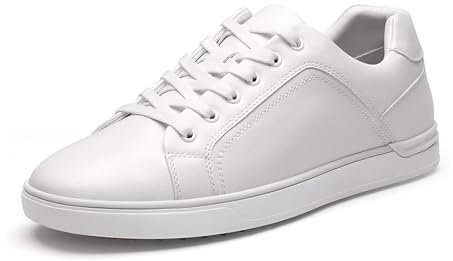 Bruno Marc Zapatos Casual Cordones para Hombres Zapatillas de Deporte para Caminar Zapatillas de Moda Sneakers,Size 44W,Blanco,SBFS211MWIDE
