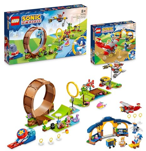 LEGO Sonic The Hedgehog Teamkameraden-Bundle: Tails' Tornadoflieger mit Werkstatt (76991) und Sonics Looping-Challenge in der Green Hill Zone (76994) Spielzeug für Jungen und Mädchen ab 8 Jahren
