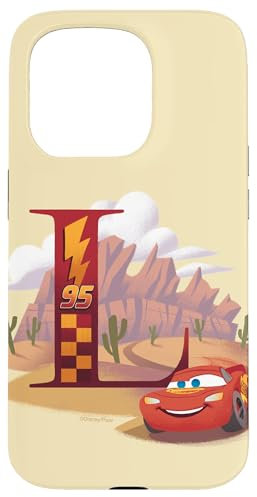 Disney & Pixar Alphabet Monogram Letter L Lightning McQueen Case for iPhone 15 Pro