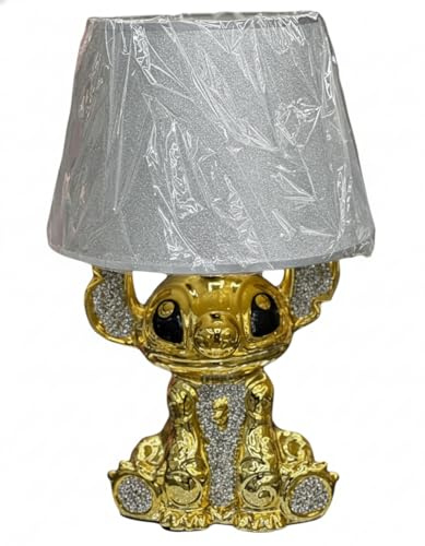 DEENZ Bling Crushed Diamond Stitch Table Lamp with Silver Shade Ceramic Base Sparkling Bedside Home Decor Gift (Gold)