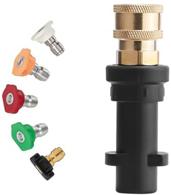Sarini Hochdruckreiniger-Adapter für Karcher K2 K3 K4 K5 K6 K7 Karcher Quick Connect Adapter mit 5 Power-Düsenspitzen, mehrere Grad