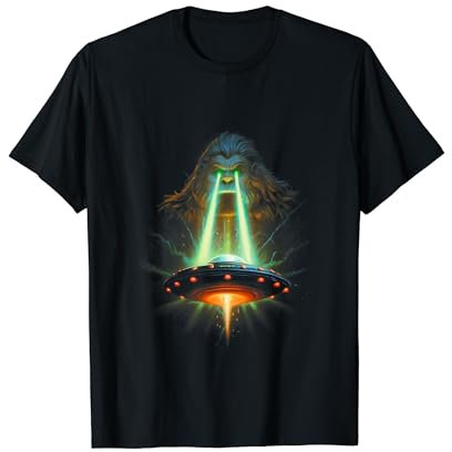 Bigfoot et OVNI Aliens Soucoupe volante drôle graphique T-Shirt