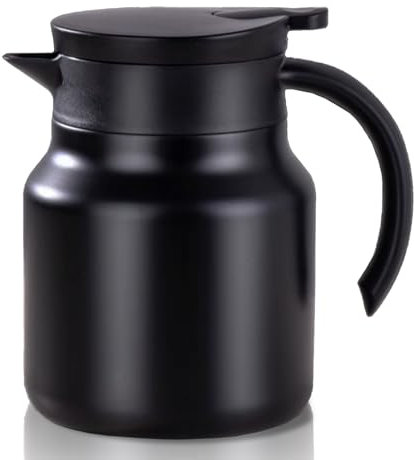 Tetera térmica de acero inoxidable, tetera aislante de 1000 ml, cuenca de agua de té, termotetera extraíble para café, zumos de té en casa, oficina, camping, negro