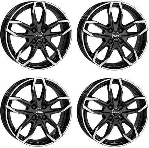 4x Rial Felgen Alufelgen Lucca 6.5Jx16 ET46 4x100 diamant-schwarz frontpoliert kompatibel mit KIA Picanto Rio Stonic