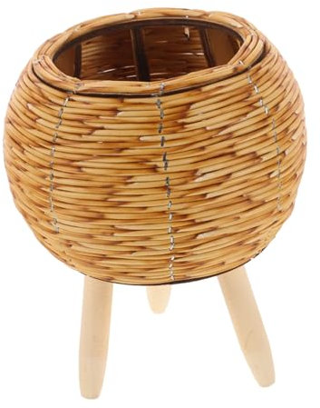 Sosoport Blumenständer Aus Rattan Stehender Pflanzer Pflanzkorb Aus Jute Geflochtener Blumenkorb Mit Ständer Pflanzgefäßständer Geflochtener Pflanzkorb Pflanzenständer Aus Rattan Holz