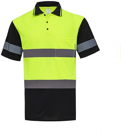 WORK IDEA Herren Warnschutz Poloshirt, Reflektierendes Arbeits Poloshirt
