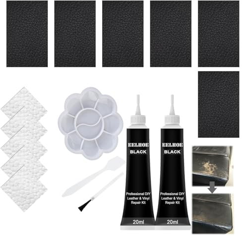 Leder Reparatur Set Schwarz 2 Stück Lederreparaturset Schwarz Flüssigleder Schwarz Kunstleder Reparaturset Geeignet zur Reparatur von Rissen an Sofas Möbeln Lederjacken, Bootssitzen (Schwarz)