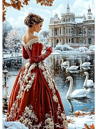 MXJSUA Diamant Painting Erwachsene, Frau im Roten Kleid Diamond Painting Set für Erwachsene, Mosaikherstellung, Wohnzimmer, Heimdekoration, Weihnachtsgeschenke 30x40cm