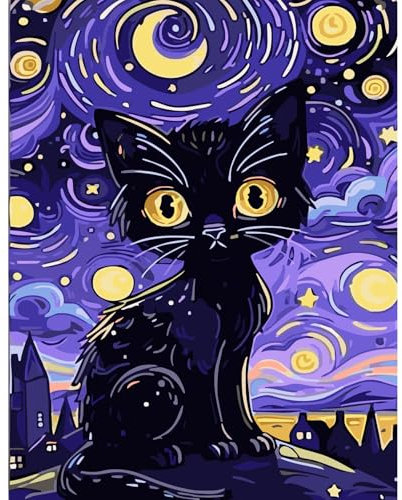 feelive Peinture Numero pour Adulte, Chat DIY Peinture Numero d'art Acrylique pour Adultes Débutants Facile sur Toile 30×40 cm avec Peintures et Pinceaux(sans Cadre)