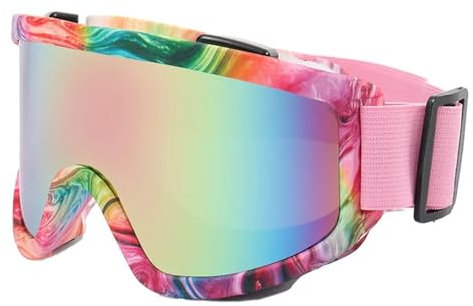 YGMNQAL Skibrille Anti-Fog Ski Goggles Motorcycle Goggles Winter Snowboard Skiing Glasses Outdoor Sport Windproof Ski Mask(ZZ-Pink)