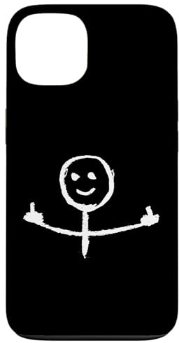 #lele Hand Painted Male Stick Figure Showing Middle Finger Case for iPhone 13