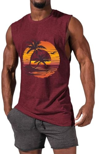 Generisch Tank Top Herren Gym Sport Tanktop Männer Muskelshirts Ärmelloses Trägershirt Fitness Tankshirt Bodybuilding Funktionsunterhemd Atmungsaktive Sportunterhemd Wrestling Singlet Herren