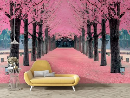 dyausi Papier Peint Cerisier en Fleurs, Papier Peint Panoramique Style Japonais Autocollant, Photo Poster Mural Décoration pour Salon, Chambre, 150x105cm - B56