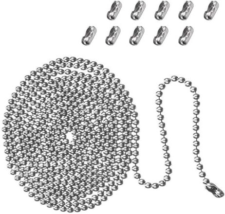 OBYJCA 4 Meter/13.1 Feet Roller Blind Chain, Roller Blind Cord, Blind Beads Chain with 10 Pcs Ball Connectors for Curtain Rods, Blackout, Roman Blinds