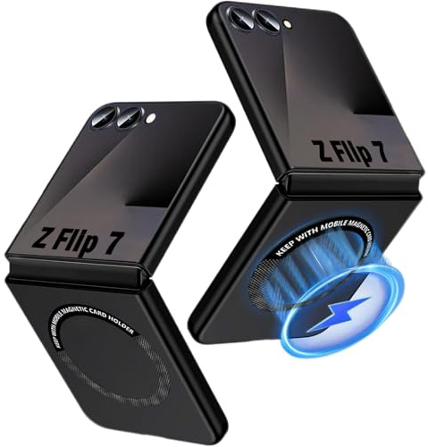 Handyhülle für Samsung Galaxy Z Flip 7 Hülle mit Mag-Safe Magnetisch, Galaxy Z Flip 7 Hülle Original Ultradünn Acryl-PC Schutzhülle für Samsung Z Flip7 Stoßfeste Anti-Kratzer Cover Case (Schwarz)