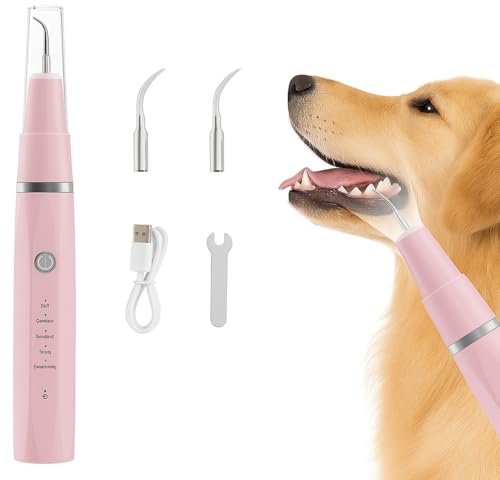 Wizco Dog Teeth Cleaning Kit, Pet Tooth Cleaner Dental Care Tartar Plaque Remover for Dogs and Cats (Pink)