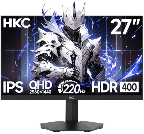 HKC G27H2DPro 27 Zoll PC Monitor WQHD 1440p IPS Gaming 200Hz VESA Halterung | bis zu 220Hz,HDR400,Adaptive Sync