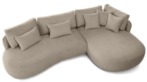 MW EURO-MEBLE Ecksofa Jacobs MINI - Wohnlandschaft, Polstersofa, Polstercouch (Rechte Seite - Cappuccino: Fredo 05)