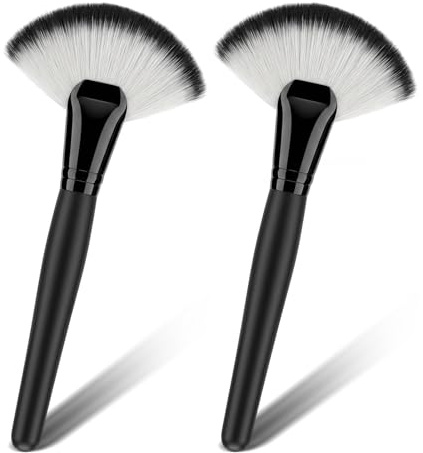 Matwsec 2PCS Fan Brushes Esthetician 20cm Facial Brushes Large Soft Fan Brush for Powder Blush Body Powder Brush Face Makeup Tools