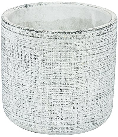 Polnix Keramik Blumentopf H 14 cm grau gekratzt Übertopf Keramiktopf rund 3D matt