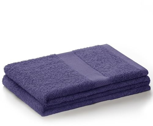 Serviette de Bain 50x100 cm Coton Bambou Viscose Violet Prune Absorbant Antibactérien Bamboo Bamby
