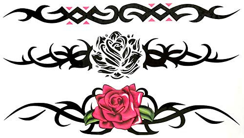 EROSPA® Tattoo-Bogen Sticker temporär - Flower Blumen Rosen Triabal