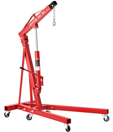 Wiltec Grue d’atelier – Capacité max. 1000 kg – Hauteur max. 1840 mm – Bras levage 857-1133 mm – Chèvre d’atelier en acier – Lève-moteur Hydraulique Pompe double Dispositif de levage