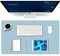 K KNODEL Tischunterlage, Schreibtischunterlage, 60 x 35cm PVC Tischunterlage, Laptop Tischunterlage, wasserdichte Schreibunterlage für Büro- oder Heimbereich, doppelseitig (Hellblau/Silber)
