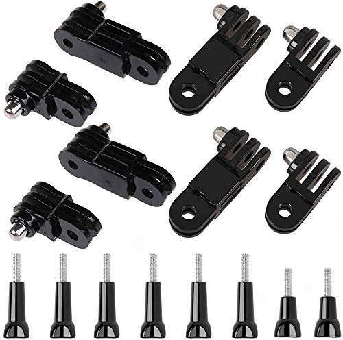 AMACOAM Bras Pivotant Réglable à 3 Voies Fixation pour Gopro Bras Pivotant Extension Adaptateur de Trépied avec 8 Vis à Serrage pour Caméra GoPro Caméra de Sport, Noir 16 Pièces