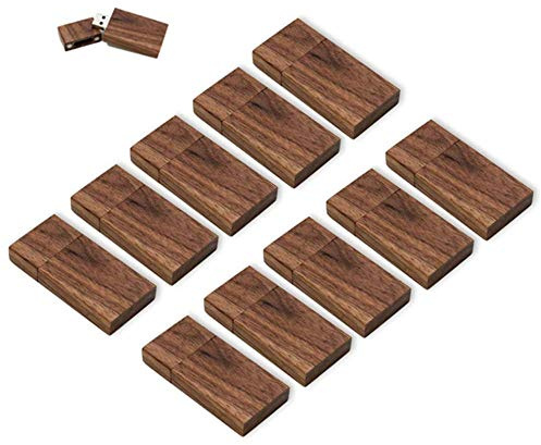 10 Unidades USB2.0 de 8GB, Unidades Flash a Granel Anloter de Madera USB Flash Drive Pack de Memoria de Nogal para Almacenamiento de Fecha de Alta Velocidad 2.0 (8GB, 10 Unidades de Madera de Nogal)