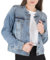 NOROZE Women's Western Style Jacket Collarless Denim Jacket, Light Blue Washed Jeans Women Classic Women's Trucker Jackets Biker Casual (16, Light Blue)