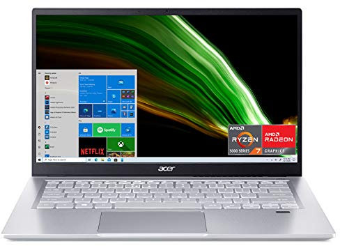 Acer Swift 3 Ordinateur portable fin et léger | Écran IPS 14 po Full HD 100 % sRGB | Processeur AMD Ryzen 7 5700U Octa-Core | 8 Go LPDDR4X | SSD NVMe 512 Go | WiFi 6 | KB rétroéclairé | FPR | Amazon