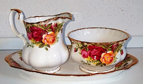 Royal Albert/Milchkännchen und Zuckerdose auf Tablett/Original/Old Country Rose/Rofu/Action/Kik