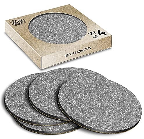 4 x Eco Boxed Cork Coasters - BW - Immitation Glitter Sparkle Drink Cup Mug Glass Table Mat #36314