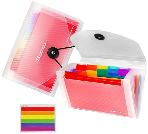 13 Pockets Flash Card Holder - 2 PCS 7x4.7 Inches, A6 Accordian File Organiser for Cards, Coupons, Receipt, Tax Item, Mini Ticket Expanding Folders, Expandable Portable Folder