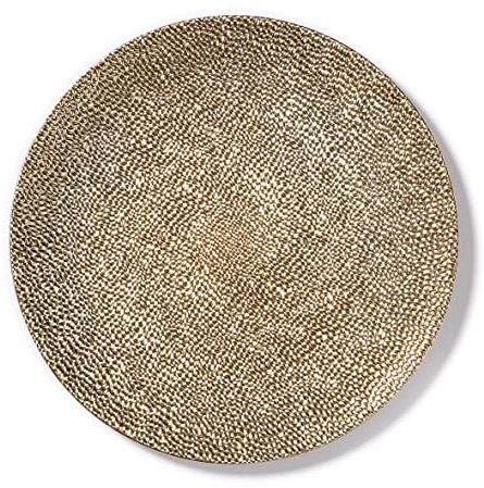 Inge-glas Dekoteller Kunststoff 33 cm x 1 Stück gehämmerte Metallic Optik Weihnachtsteller Gold