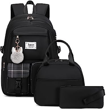 Joymoze Frauen Mode Reise-Rucksack Satz geräumig Laptop Rucksack Satz lässig Daypack für Mädchen Schwarz