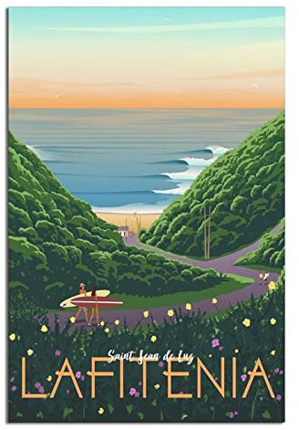 YONGCAI Vintage-Poster mit Motiv Saint Jean De Luz Lafitenia Strand Reise Leinwand Wand Home Room Decor Kunst Poster Malerei Bild Druck Geschenk Poster