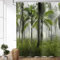 ASDCXZ Duschvorhang Wald 180x200 cm, Naturlandschaft Grün Palme Nebelig Wald Motiv Wasserdicht Textil Bad Duschvorhänge Waschbar Polyester Stoff Duschvorhang für Badewanne mit 12 Duschvorhang Hake