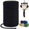 LEREATI Macrame Cord 3mm x 200m, Single Strand Thick Macrame Rope Yarn Natural Cotton Cord, Craft Macrame String for Plant Hanger, Wall Hanging, Knitting, DIY, Home Decorations (Black)