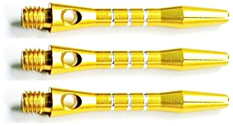 THOR-DARTS Unisex – Erwachsene S_alu_gold35_3stripes_3 Dartschaft, Gold Short, 1 Set