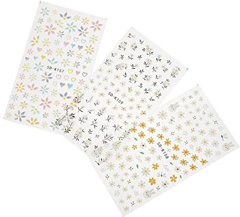 FOMIYES 3pcs Embossed Nail Stickers for Nail Art Art Decals Decorations for Manicure Stickers for French Designs