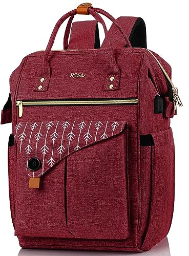 RJEU Rucksack Damen, Schulrucksack Mädchen Teenager, Laptop Rucksack mit USB-Ladeanschluss für Arbeit, Wandern, Reisen, Rucksack Geschenke für 15,6 Zoll Laptops, aus Oxford Material