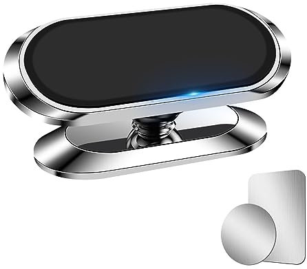 AXFEE Porta Telefono Magnetico Auto, 360° Rotazione Supporto Cellulare, Pieghevole, Universale Portacellulare per iPhone Android Samsung Smartphone (Argento)